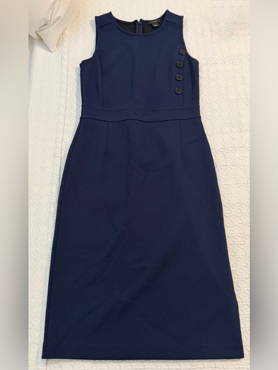 Halogen Dresses & Skirts - Halogen Navy Sleeveless Sheath Dress with Side Button Accents